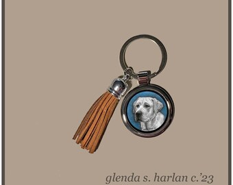 Yellow Labrador Retriever Dog Key Ring Fine Art Drawing Key Chain Dog Lover Gift Dog Mom Gift.