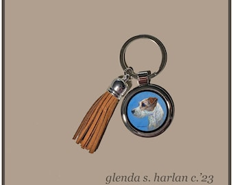 Jack Russel Terrier Key Ring Fine Art Drawing Key Chain Dog Lover Gift Dog Mom Gift.