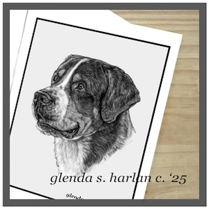 Schweizer Sennenhund Fine Art Grußkarten Fine Art Zeichnung Hundeliebhaber Geschenk Schweizer Mtn Dog Stationär - 4er oder 8er Set.