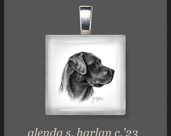 Black Labrador Retriever Dog Glass Pendant, Dog Jewelry, Dog Mom Gift, Dog Charm, Dog Lover, Gift for Her