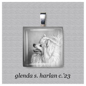 American Eskimo Glass Pendant - Dog Art Jewelry, Dog Mom Gift, Dog Lover, Dog Gift for Her