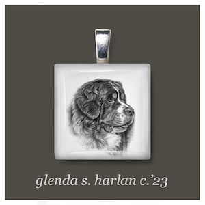 Bernese Mountain Dog Art on a Glass Pendant - Dog Art Jewelry, Dog Mom Gift, Gift for Her, Dog Lover