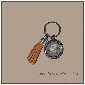 Scottish Deerhound Key Ring Graphite Pencil Drawing Key Chain Dog Lover Gift Dog Mom Gift.
