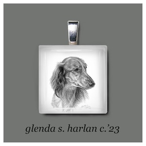 Dachshund Longhair Glass Pendant, Jewelry