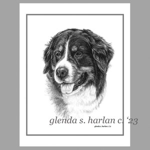 Berner Sennenhund Grußkarten Fine Art Zeichnung Hundeliebhaber Geschenk Berner Hund Mama Briefpapier - Set von vier oder acht.