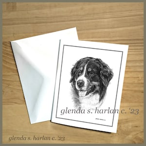 Berner Sennenhund Grußkarten Fine Art Zeichnung Hundeliebhaber Geschenk Berner Dog Mom Stationary - Set von Vier oder Acht.