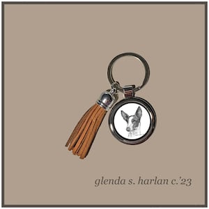 Ibizan Hound Key Ring Fine Art Drawing Key Chain Dog Lover Gift Dog Mom Gift.