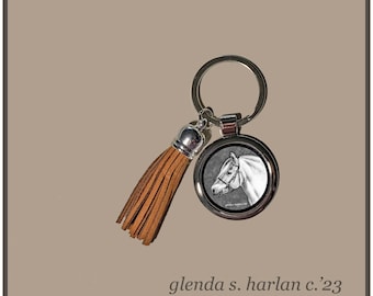 Fjord Horse Key Ring Fine Art Drawing Key Chain Equine Lover Gift Horse Mom Gift.