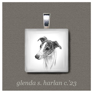 Whippet Dog on a Glass Pendant, Jewelry