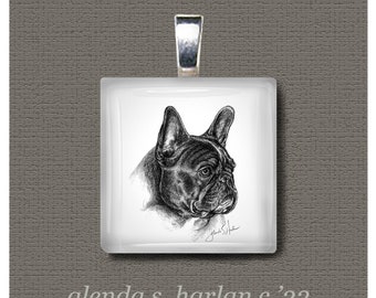 Brindle French Bulldog Glass Pendant, Jewelry