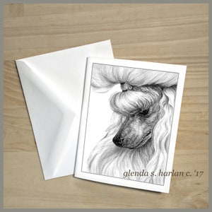 Toy Poodle Note Cards Fine Art Drawing Dog Mom Gift White Poodle Lover Stationary - Set of Four or Eight