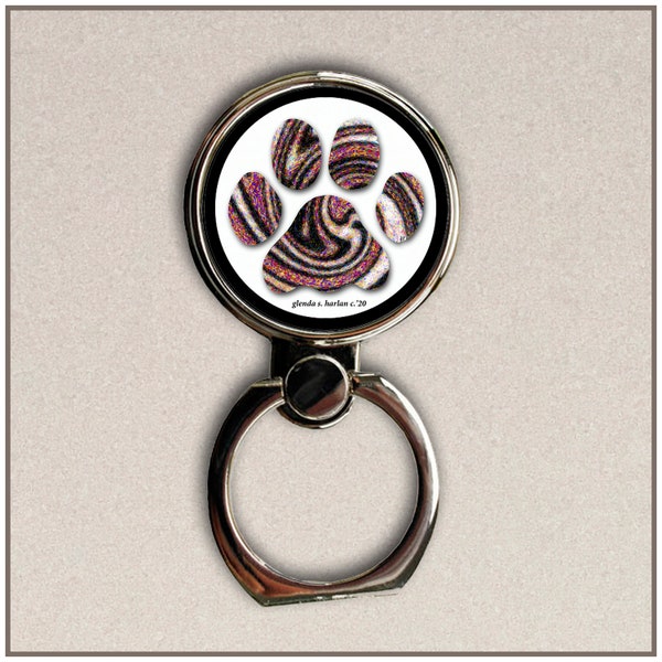 Paw Print, Swirl Design, Phone Ring Stand, Finger Holder