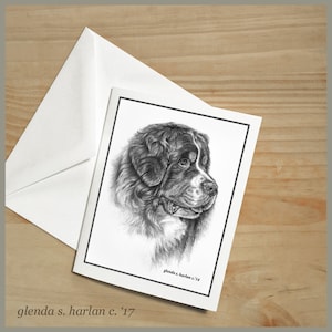 Berner Sennenhund Grußkarten Fine Art Hund Zeichnung Berner Liebhaber Hund Mama Geschenk Stationary - Set von vier oder acht.