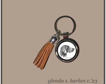 Weimaraner Dog Key Ring Fine Art Pencil Drawing Key Chain Dog Lover Gift Dog Mom Gift Dog Dad Gift