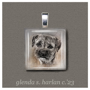 Border Terrier Dog Fine Art Glass Pendant, Dog Jewelry, Border Terrier Lover Gift, Dog Mom Gift, Dog Gift for Her, Border Terrier Jewelry