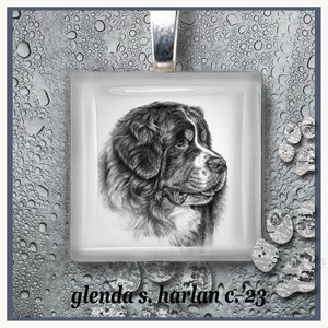 Bernese Mountain Dog on a Glass Pendant - Dog Art Jewelry, Dog Mom Gift, Gift for Her, Dog Lover, Dog charm
