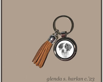 Brittany Spaniel Key Ring Fine Art Drawing Key Chain Dog Lover Gift Dog Mom Gift Dog Dad Gift.