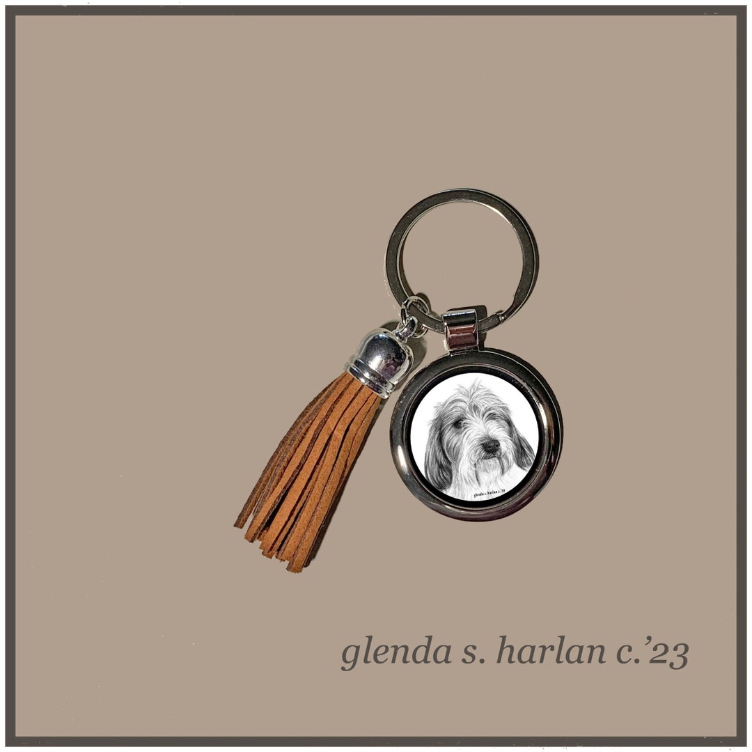 PBGV Hound Dog Key Ring Pencil Drawing Key Chain Dog Lover Gift Dog Mom