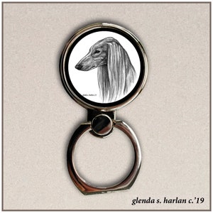 Saluki Dog Drawing, Phone Ring Stand, Finger Holder - Five Colors