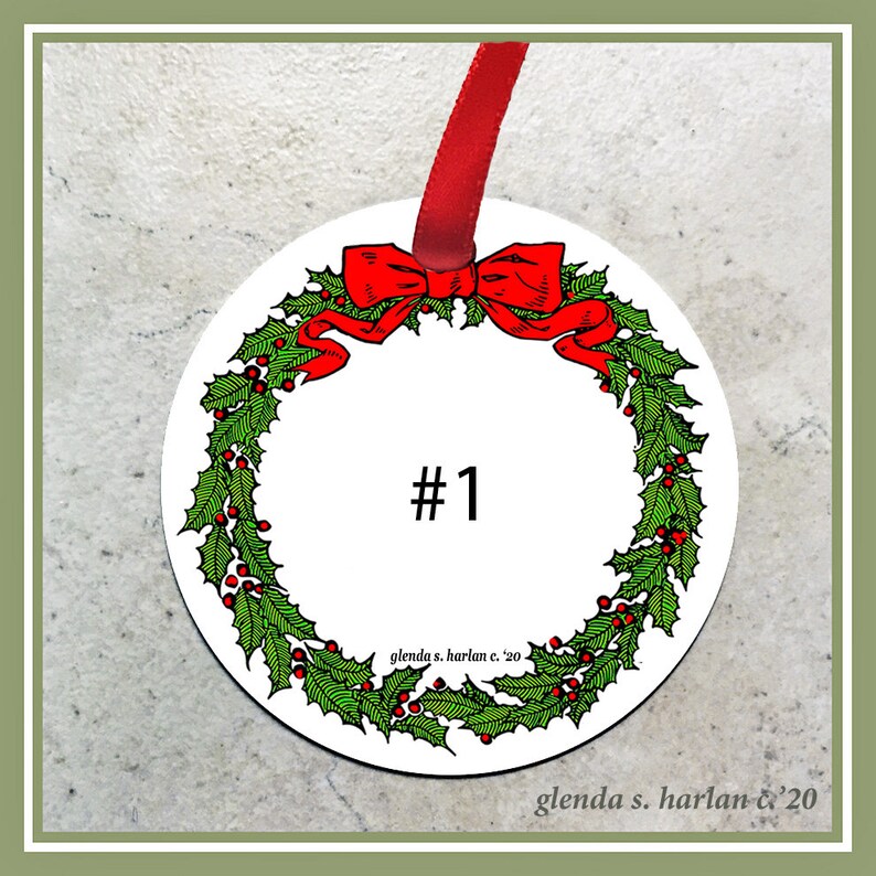 All 4 Colors Christmas Ornament Australian Shepherd Personalization Available! Four Wreath Designs