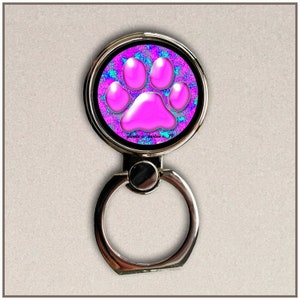 Paw Print, Pink Design, Phone Ring Stand, Finger Holder