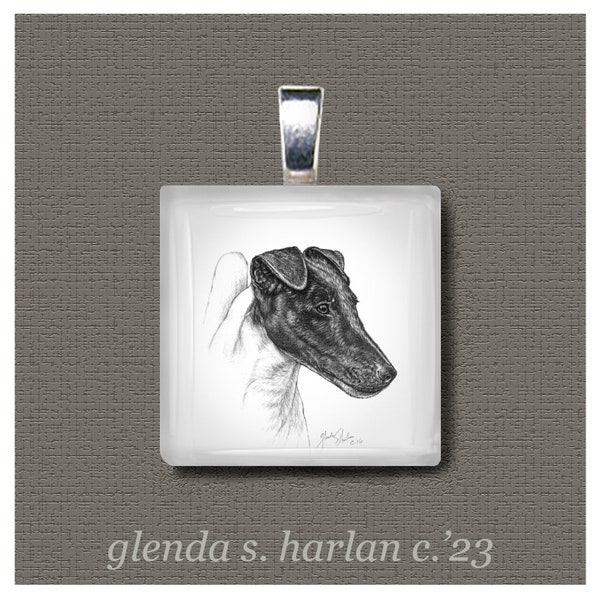 Pendentif en verre Smooth Fox Terrier - Bijoux d’art canin, Terrier Lover, Cadeau de maman de chien, Cadeau d’amoureux de chien