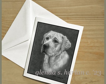 Labrador Retriever Note Cards Fine Art Drawing Dog Lover Gift Yellow Lab Dog Mom Stationary - Set of Four or Eight.