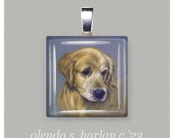 Golden Retriever Art, Glass Pendant - Dog Jewelry, Goldie Mom Gift, Gift for Her, Goldie Lover Gift, Dog Lover