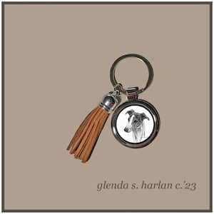 Whippet Hound Key Ring Fine Art Pencil Drawing Key Chain Dog Lover Gift Dog Mom Gift Dog Dad Gift