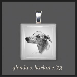Whippet Hound Glass Pendant, Dog Jewelry, Whippet Mom Gift, Dog Lover, Dog Gift for Her
