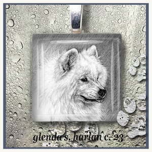 Samoyed Dog Art Glass Pendant - Dog Jewelry, Dog Mom Gift, Dog Gift for Her, Samoyed Lover Gift, Dog Charm