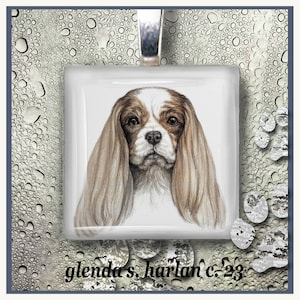 King Charles Cavalier Art Glass Pendant - Dog Jewelry, Cavalier Dog Art, Dog Mom Gift, Dog Gift for Her, Dog CharmDog Lover Gift