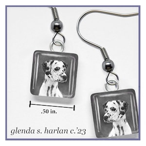 Dalmatian Fine Art Drawing Glass Earrings Dog Lover Gift Dalmatian Dog Mom Jewelry