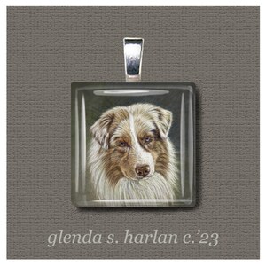 Red Merle Australian Shepherd Glass Pendant, Jewelry