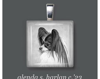 Pendentif en verre pour chien papillon - bijoux d’art pour chien, cadeau de maman de chien, amoureux des chiens, cadeau pour elle, charme de chien