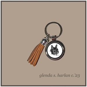Brindle French Bulldog Key Ring Fine Art Drawing Key Chain Dog Lover Gift Dog Mom Gift Dog.
