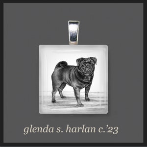 Schwarzer Mops Hund Glas Anhänger - Mops Hundeschmuck, Mops Hundemama, Geschenk für Sie, Mops Liebhaber Geschenk