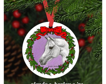 Arabian Equine Art Christmas Ornament - Personalization Available!