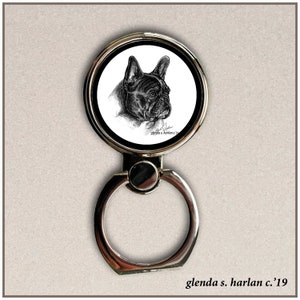 French Bulldog Art, Phone Ring Stand, Finger Holder