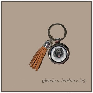 Keeshond Key Ring Fine Art Drawing Key Chain Dog Lover Gift Dog Mom Gift.