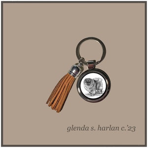 Pomeranian Dog Key Ring Pencil Drawing Key Chain Dog Lover Gift Dog Mom Gift.