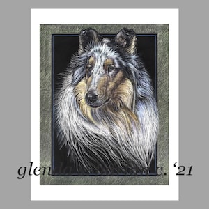 Biglietti per appunti per cani Rough Collie Disegno artistico Amante dei cani Regalo per mamma Collie Cane stazionario - Set di quattro o otto.