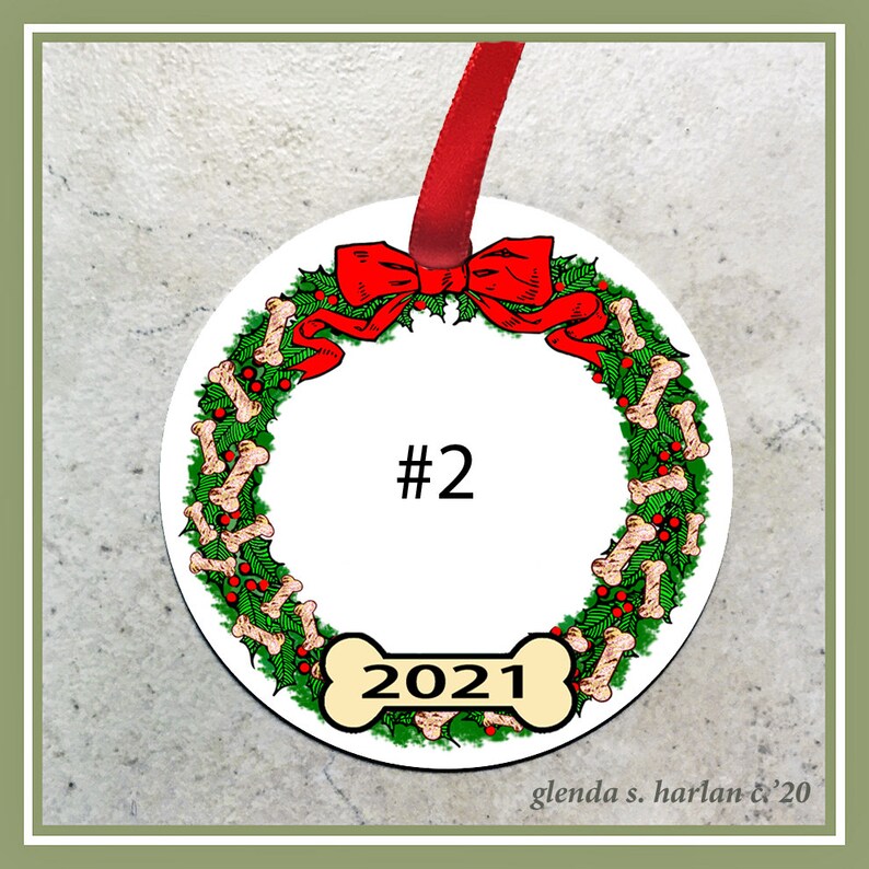 Personalization Available! Pug Dog Christmas Ornament Four Wreath Designs