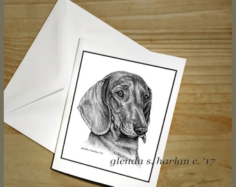 Dachshund Note Cards - set of Four or Eight - Dachshund Art, Dog Lover Gift, Dachsie Dog Mom