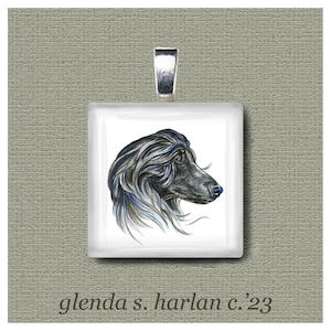 Afghan Hound Glass Pendant, Dog Lover Jewelry, Dog Mom Gift, Gift for Her, Afghan Lover Gift, Dog Charm