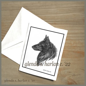 Perro pastor belga Tarjetas de notas Perro Arte Dibujo Perro Mamá Regalo Amante del perro - Conjunto de cuatro u ocho.