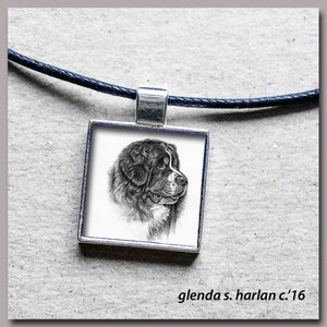 Bernese Mountain Dog in Silver Pendant, Black Adjustable Cord - Dog Jewelry, Dog Mom Gift, Dog Lover Gift, Gift for Her, Dog Necklace