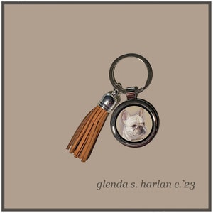 French Bulldog Key Ring Fine Art Drawing Key Chain Dog Lover Gift Dog Mom Gift Dog.