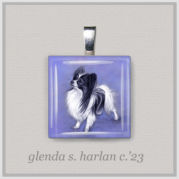 Papillon Dog, Fine Art, Silver Pendant