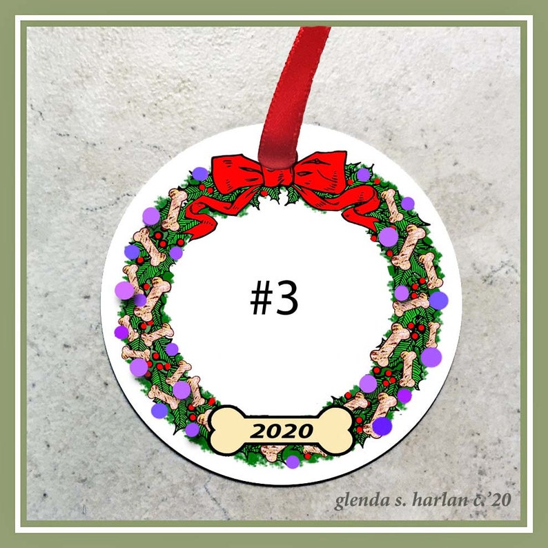 All 4 Colors Christmas Ornament Australian Shepherd Personalization Available! Four Wreath Designs